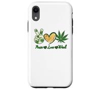 Custodia per iPhone XR Pace Amore Erba Marijuana Cannabis Retro Vintage