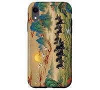 Custodia per iPhone XR Paesaggio cinese vintage cavalli neri arte Feng Shui