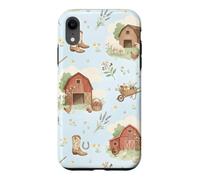 Custodia per iPhone XR Paese Homestead Barn Horses Sheep Garden Acquerello