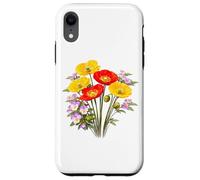 Custodia per iPhone XR Papaveri rossi e gialli e viole del pensiero Full Bloom Shapes Mania