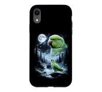 Custodia per iPhone XR Pappagallo indiano ringneck che ulula alla luna anni '90 retrò uccello