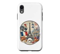 Custodia per iPhone XR Parigi Francia Torre Eiffel Gallo Croissant Caffè Vintage G