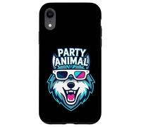 Custodia per iPhone XR Party Animal Wolf with 3D Glasses Funny Rave Graphic