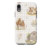 Custodia per iPhone XR Pastoral Homestead Cavallo Mucca Pecora Paese Acquerello