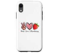 Custodia per iPhone XR Peace Love Strawberry Shirts Farmer Fragole Amante Frutta