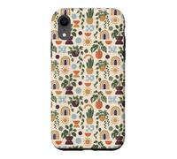 Custodia per iPhone XR Piccole piante d'appartamento e motivo geometrico moderno