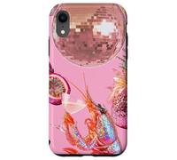 Custodia per iPhone XR Pink Preppy Disco Ball Gamberetti Martini Cocktail Estate Divertente