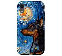 Custodia per iPhone XR Pinscher miniatura Starry Night Dog Min Pin Art by Aja
