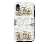 Custodia per iPhone XR Prairie Homestead Longhorn Vitello Agriturismo Acquerello