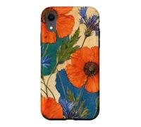 Custodia per iPhone XR Prato papaveri Cluster Prato Fiore Pattern