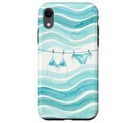 Custodia per iPhone XR Preppy Bikini Estate Costiera Onde Acquerello Spiaggia Vibes