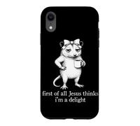Custodia per iPhone XR Prima di tutto Gesù pensa che io sia un delizioso opossum Coffee Meme