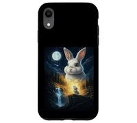Custodia per iPhone XR Rabbit Howling to The Moon Vintage Funny Rabbit