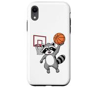 Custodia per iPhone XR Raccoon Playing Sports Wild Animal Raccoon Basketball