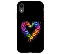 Custodia per iPhone XR Rainbow Paw Heart Colorful Dog & Cat Lover Pet Art