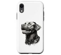 Custodia per iPhone XR Realistico Black Labrador Dog Sketch Art