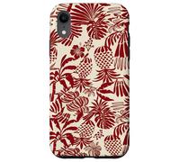 Custodia per iPhone XR Red Tropical Pineapple Palm Leaf Aloha Summer Pattern