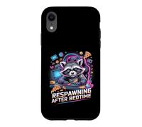 Custodia per iPhone XR Respawning dopo Bedtime Raccoon Gamer