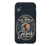Custodia per iPhone XR Retro Christian Faith Gesù Mondo Messaggio per credenti