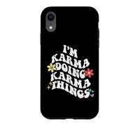 Custodia per iPhone XR Retro Groovy Im KARMA Doing KARMA Things Divertente Festa della mamma