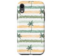 Custodia per iPhone XR Retro Palm Tree Pattern Design Beach Tan Verde Bianco