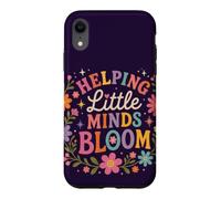 Custodia per iPhone XR Retro Teacher Helping Little Minds Bloom Floral Citazione