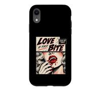 Custodia per iPhone XR Retro Vampire Halloween Love at First Bite Kiss or Treat