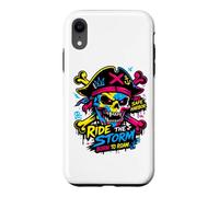 Custodia per iPhone XR Ride The Storm, Pirate Skull Storm Adventure Graphic