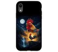 Custodia per iPhone XR Rooster Howling to The Moon Vintage Funny Rooster