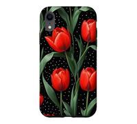 Custodia per iPhone XR Rose rosse Midnight Darkness Fiori Floreale
