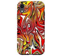 Custodia per iPhone XR Rosso Giallo Bianco Nero Fiamma Astratto Design Colorato