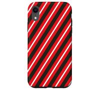 Custodia per iPhone XR Rosso Nero Bianco Linee Diagonali Strisce Geometriche