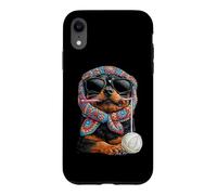 Custodia per iPhone XR Rottweiler Dog Granny Square Crochet Yarn Crochet Lover