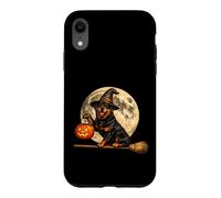 Custodia per iPhone XR Rottweiler Rottie Cappello da strega Jack O Lantern Moon Broomstick