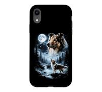 Custodia per iPhone XR Rough Collie Howling to the Moon Retro Anni '90