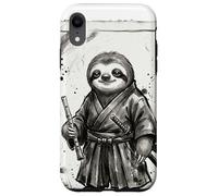 Custodia per iPhone XR Samurai Bradipo Guerriero Arte Giapponese con Flauto Giappone Zen