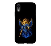 Custodia per iPhone XR San Michele Blu Celeste Angelo Spada Scudo Arte Sacra