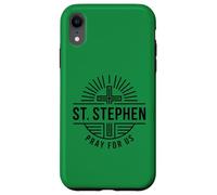 Custodia per iPhone XR Santo Stefano Prega Per Noi Christian Martyr Line Art