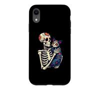 Custodia per iPhone XR Scheletro che abbraccia il gatto Sugar Skull Día los Muertos Cat Lovers