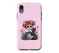 Custodia per iPhone XR Scheletro che abbraccia il gatto Sugar Skull Día los Muertos Cat Lovers