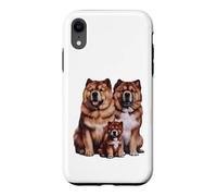 Custodia per iPhone XR Schizzo e disegno della famiglia di cuccioli di Chow Chow.