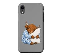 Custodia per iPhone XR Scottish Highland mucca che dorme in pigiama carino sonno