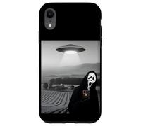 Custodia per iPhone XR Selfie fantasma horror viso spaventoso con UFO alieno Halloween
