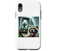 Custodia per iPhone XR Selfie procione spaventato con Sasquatch