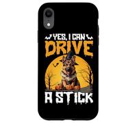 Custodia per iPhone XR Sì, posso guidare un bastone, pastore tedesco, Halloween