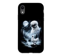Custodia per iPhone XR Silkie Pollo Ululando alla Luna 90's Retro