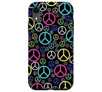 Custodia per iPhone XR Simbolo Colorato Pace Segno Rosa Blu Giallo