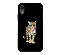 Custodia per iPhone XR Simpatica pantera con occhiali a forma di cuore in gomma da masticare Sassy Animal Art