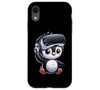 Custodia per iPhone XR Simpatico pinguino VR Gamer stile fumetto