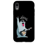 Custodia per iPhone XR Simpatico sigillo Rockstar che suona la chitarra divertente design animale